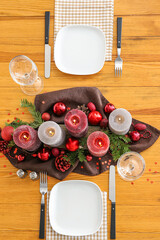 Beautiful table setting with Christmas decor