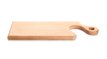 Wooden cutting board on white background