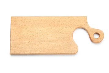 Wooden cutting board on white background