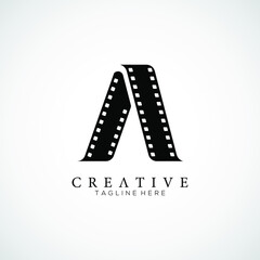 Fototapeta na wymiar legant letter A logo for strip film vector illustration