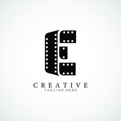 Fototapeta na wymiar Elegant letter E logo for strip film vector illustration