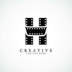 Fototapeta na wymiar Elegant letter H logo for strip film vector illustration