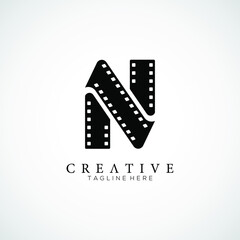 Fototapeta na wymiar Elegant letter N logo for strip film vector illustration