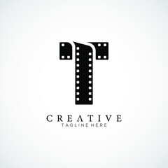 Fototapeta na wymiar Elegant letter T logo for strip film vector illustration