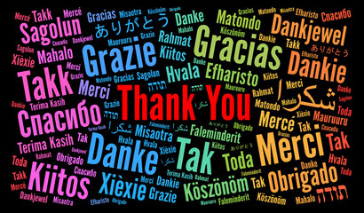 Thank You illustration word cloud in different languages