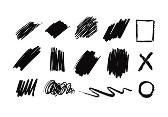 Set of ink black brush strokes spots dots isolated on white background. Black hand drawn inky lines and spots. Graphic decoration elements for your design. Vector illustration