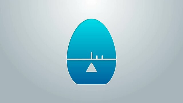 Blue line Kitchen timer icon isolated on grey background. Egg timer. Cooking utensil. 4K Video motion graphic animation