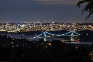 Lions Gate Bridge Vancouver by Night