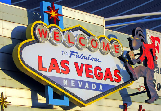 fabulous Las Vegas logotype on the wall of supermarket on April 11, 2011 in LV, Nevada State, USA. Las Vegas Strip travel