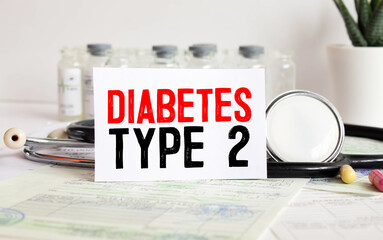 type 2 diabetes. Treatment and prevention of disease. Syringe and vaccine. Medical concept.