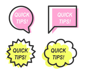 Quick tips, tip, useful tricks, tool tip for website. Creative banner with useful information. Solution and advice icon.

