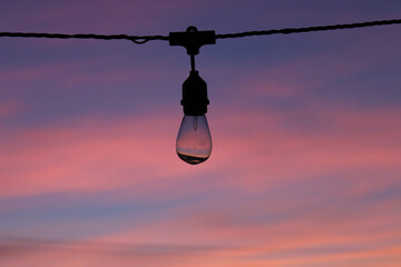 String of Light Bulbs in the Sunrise