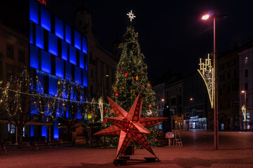 Christmas decoration at Freedom Square Brno, Czech Republic - obrazy, fototapety, plakaty