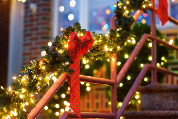 Magically decorated yard, staircase and house for the Christmas holidays