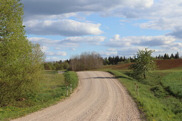 Gravel road in spring