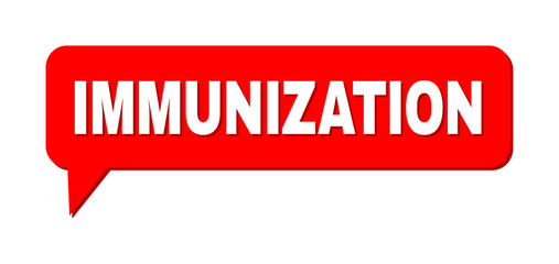Chat IMMUNIZATION Colored Cloud Frame. IMMUNIZATION label is located inside colored cloud with shadow. Vector quote caption inside talking frame.