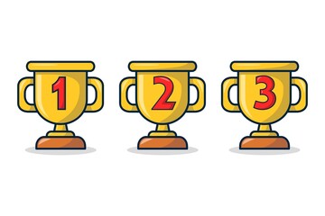 VECTOR illustration of a trophy that reads 1, 2, 3.