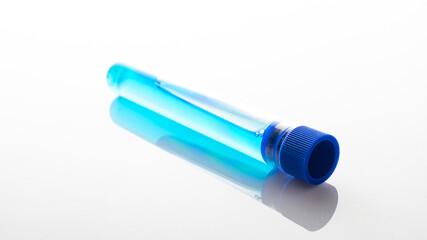 Injection bottle. Medical syringe with needle for protection flu virus and coronavirus. Covid vaccine isolated on white. Medicine plastic vaccination equipment with needle.