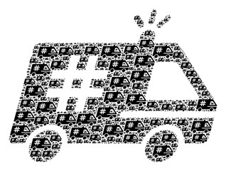 Repeating composition from jail police car. Flat vector jail police car composition is formed with repeating itself jail police car pictograms.