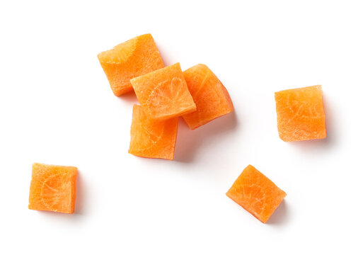 fresh raw carrot cubes