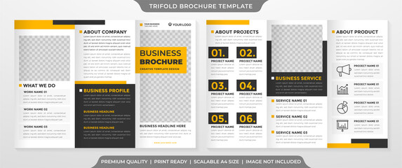 business trifold brochure template design with minimalist layout and modern concept use for business catalog and profile