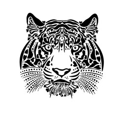 The tiger's muzzle is graphic. Vector illustration