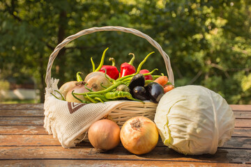 Natural winter vegetables in basket