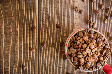coffee beans on wooden background