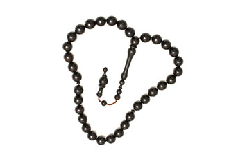 Fototapeta premium Brown prayer beads on white background
