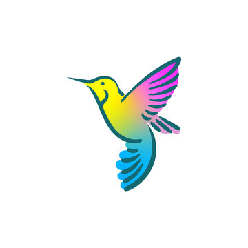 recommend clip art: Colibri hummingbird flying bird line style logo illustration