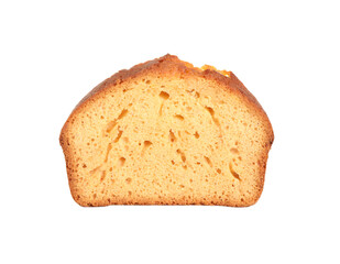 Piece of fresh gingerbread cake on white background