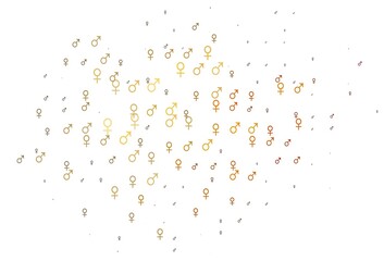 Light yellow, orange vector pattern with gender elements.