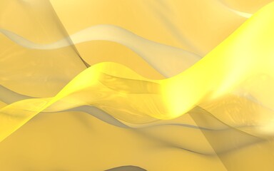 Abstract gold background. Beautiful backdrop with yellow waves. 3d illustration.