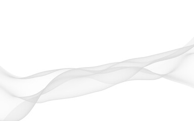 White abstract background. Fluttering white scarf. Waving on wind white fabric. 3D illustration