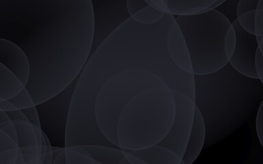 Abstract black background. Backdrop with dark transparent bubbles. 3D illustration