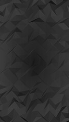 Fototapeta premium Black abstract background. Lowpoly backdrop. Gloomy crumpled paper. Vertical orientation. 3D illustration