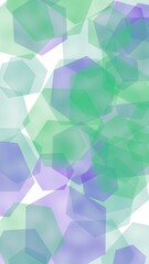 Multicolored translucent hexagons on white background. Vertical image orientation. 3D illustration