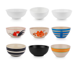 set of ceramic bowl isolated