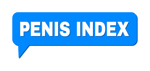 Conversation PENIS INDEX Colored Cloud Message. PENIS INDEX caption is located inside colored cloud with shadow. Vector quote text inside message frame.