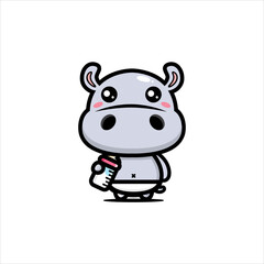 Cute baby hippopotamus character vector design