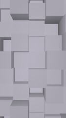 Abstract gray elegant cube geometric background. Chaotically advanced rectangular bars. 3D Rendering, 3D illustration