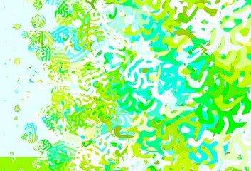 Light Blue, Green vector backdrop with memphis shapes.