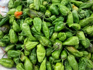  heap of chilies or peppers for sell in the market