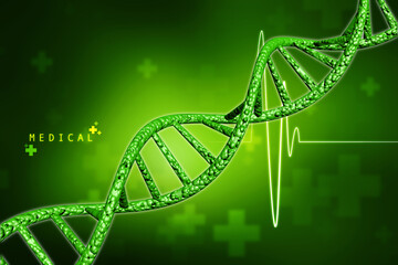 3d illustration of medical DNA on abstract medical background.