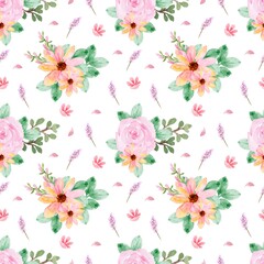 lovely seamless pattern with yellow pink roses