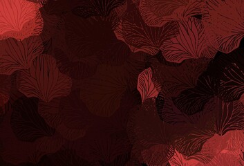 Dark Red vector natural backdrop with leaves.