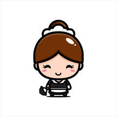 Cute maid character vector design