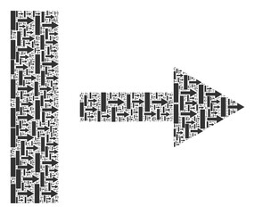 Fototapeta premium Repeating collage from pull right. Flat vector pull right abstraction is made from repeating itself pull right parts.