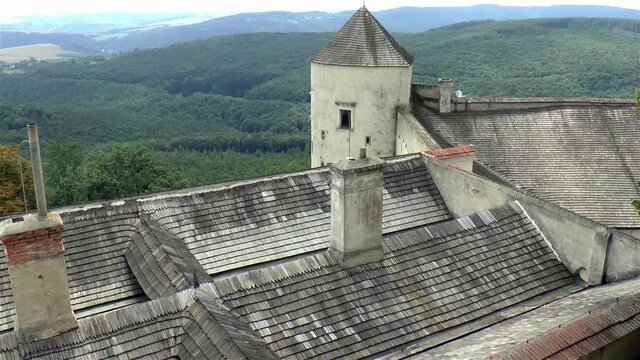 High angle view of Buchlov Castle in Moravia, Czech Republic.