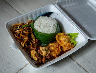 Indonesian food called Nasi Box